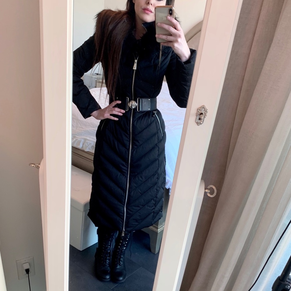 Guess Sofia Belted Longline Coat Jet Black - Picture 12 of 14